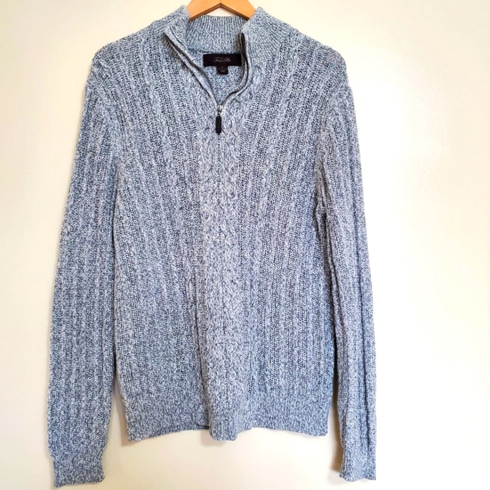 Tasso Elba 1/4 Zip Grey Sweater - Size Medium